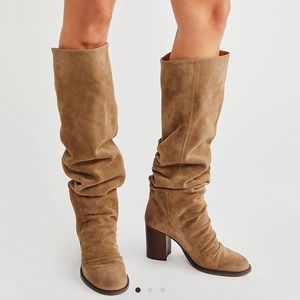 Free People Elle Tall Slouch Boots Size 7.5 Mushroom Suede